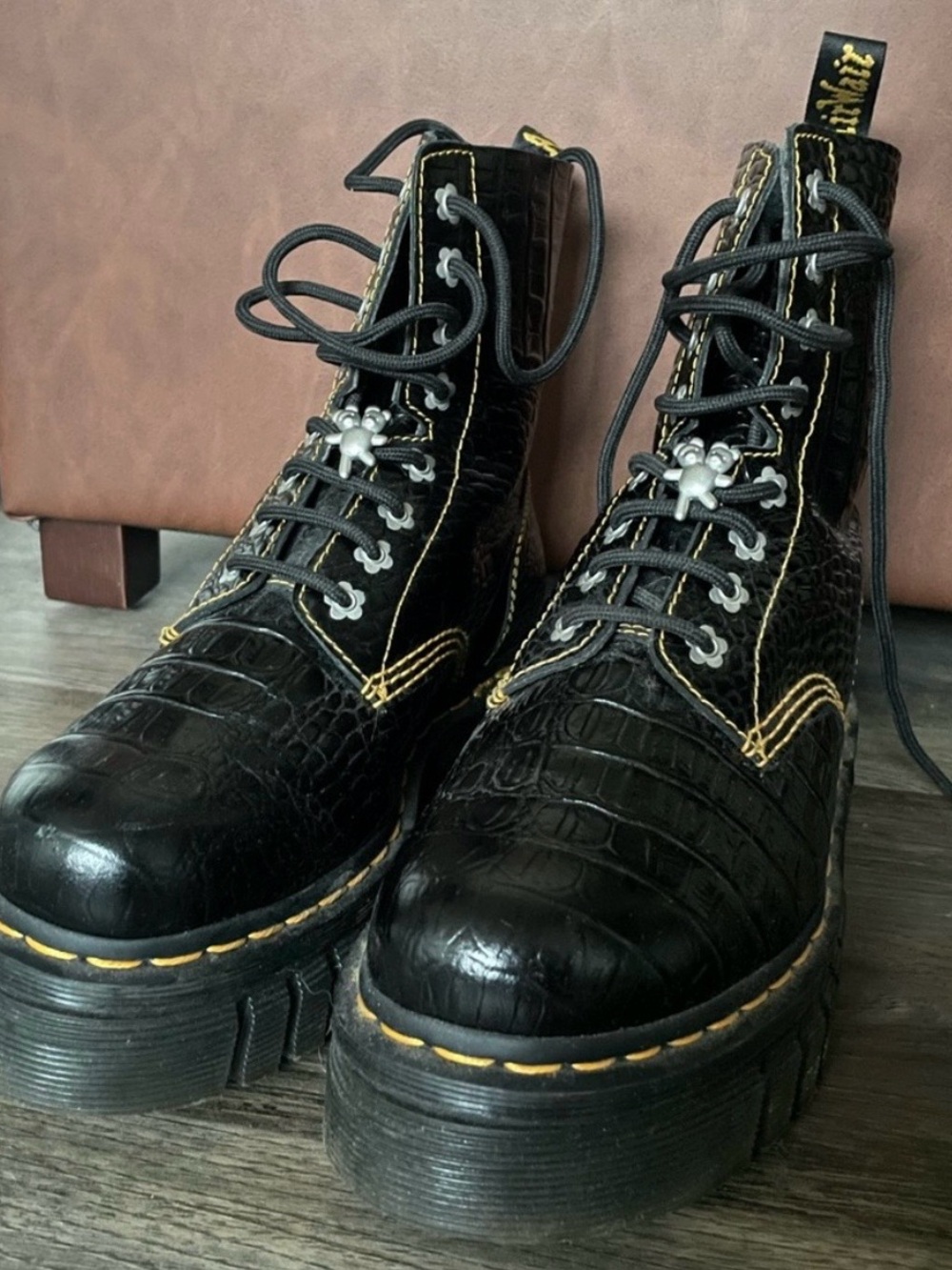 Heaven Marc Jacobs Dr Martens Black Platform Lace-Up Women's Combat Boots